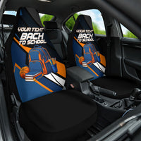 Personalized Back To School Car Seat Cover Student Backpack Basketball Geometric Stripes