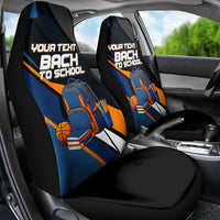 Personalized Back To School Car Seat Cover Student Backpack Basketball Geometric Stripes