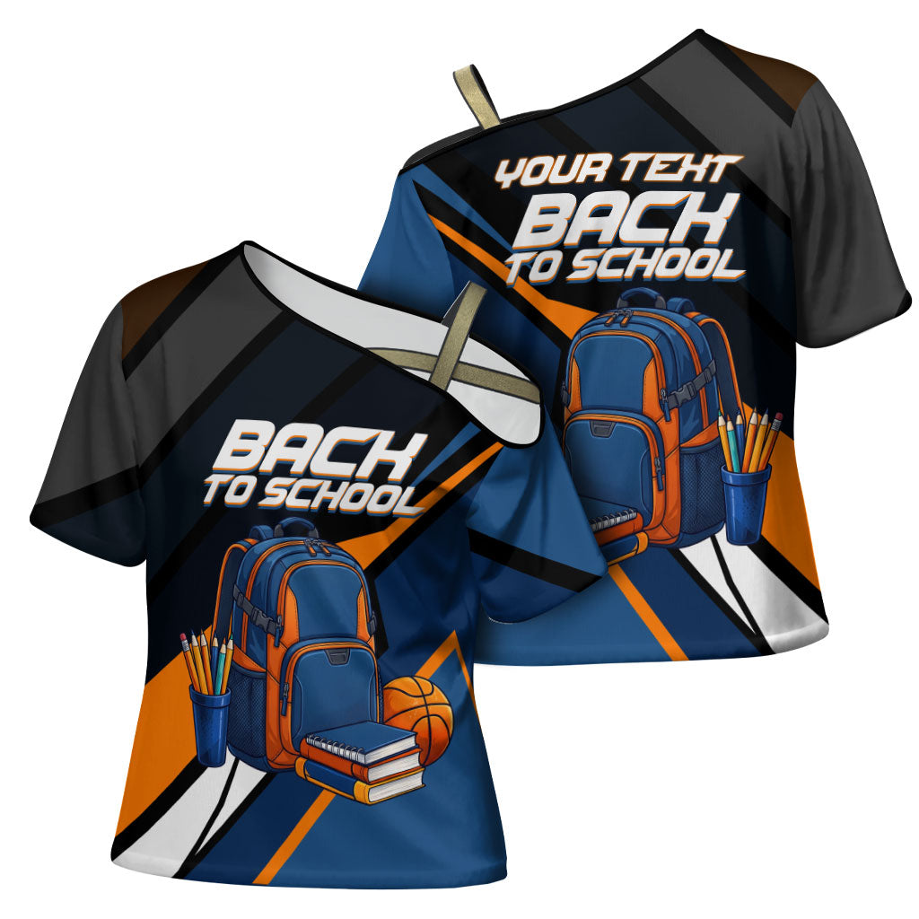 Personalized Back To School Cross Shoulder Shirt Student Backpack Basketball Geometric Stripes