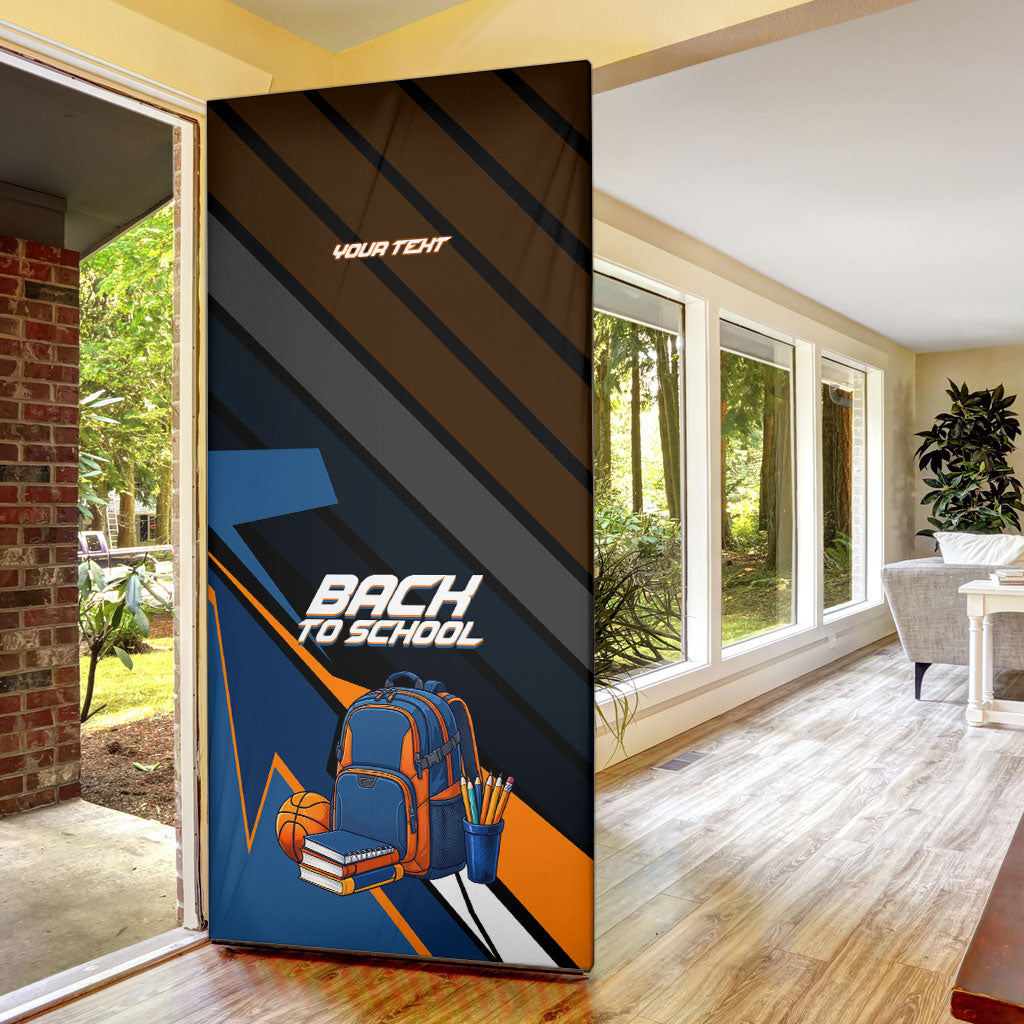 Personalized Back To School Door Cover Student Backpack Basketball Geometric Stripes