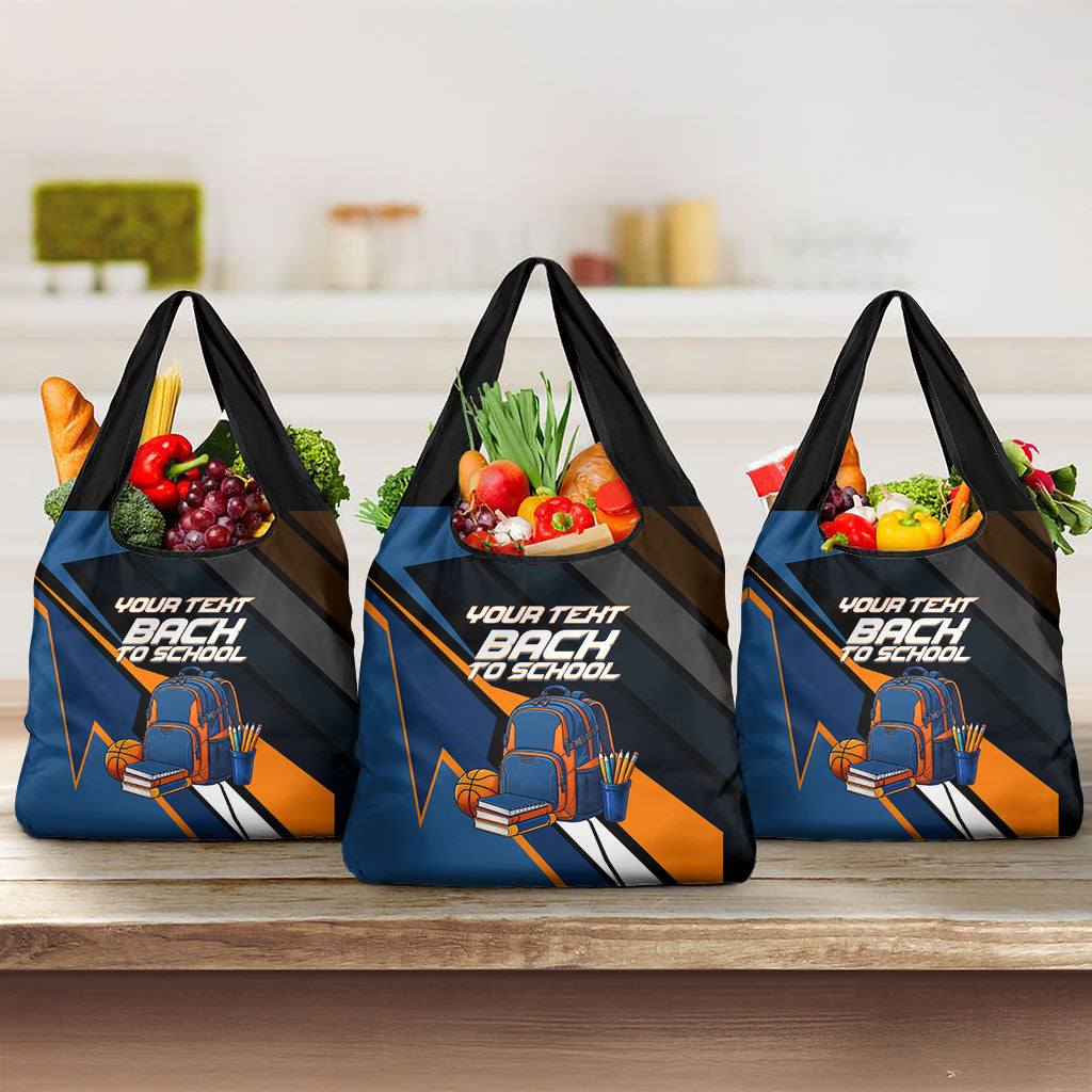 Personalized Back To School Grocery Bag Student Backpack Basketball Geometric Stripes
