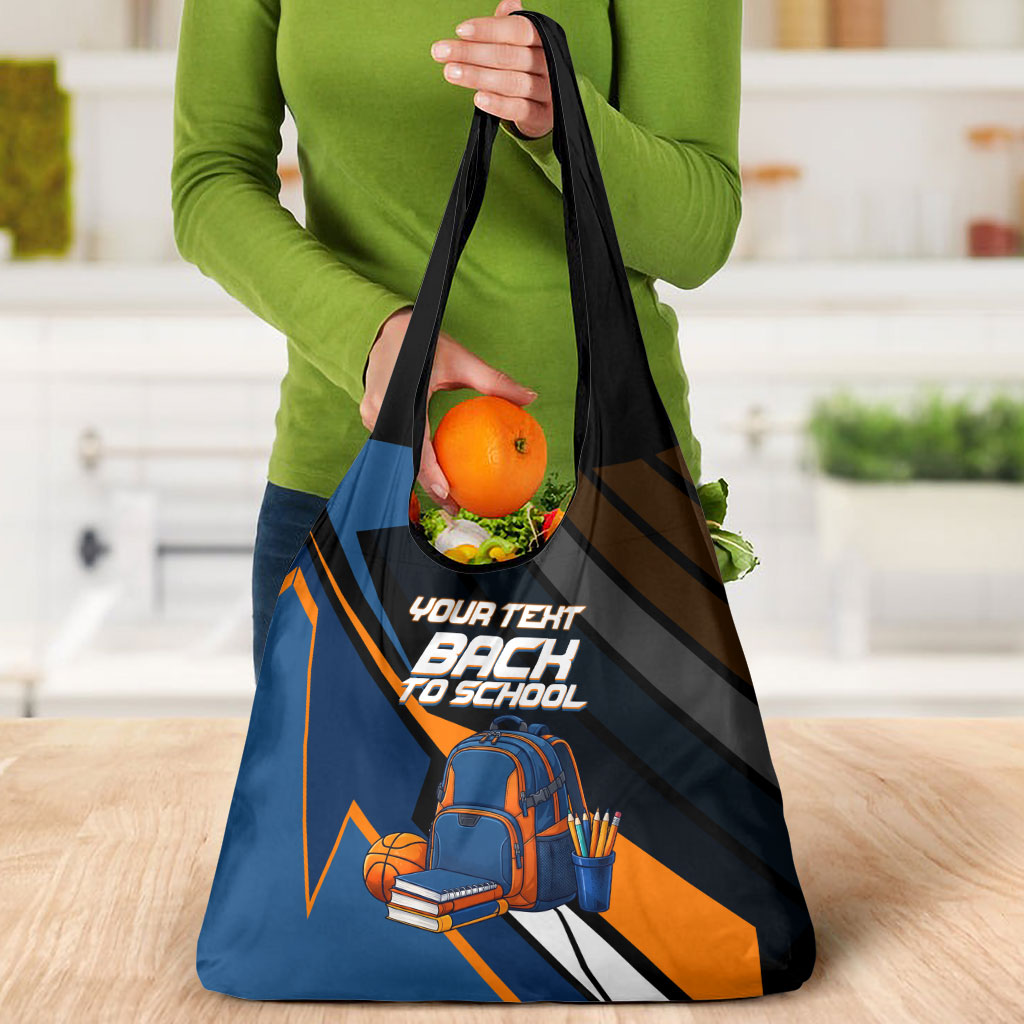 Personalized Back To School Grocery Bag Student Backpack Basketball Geometric Stripes