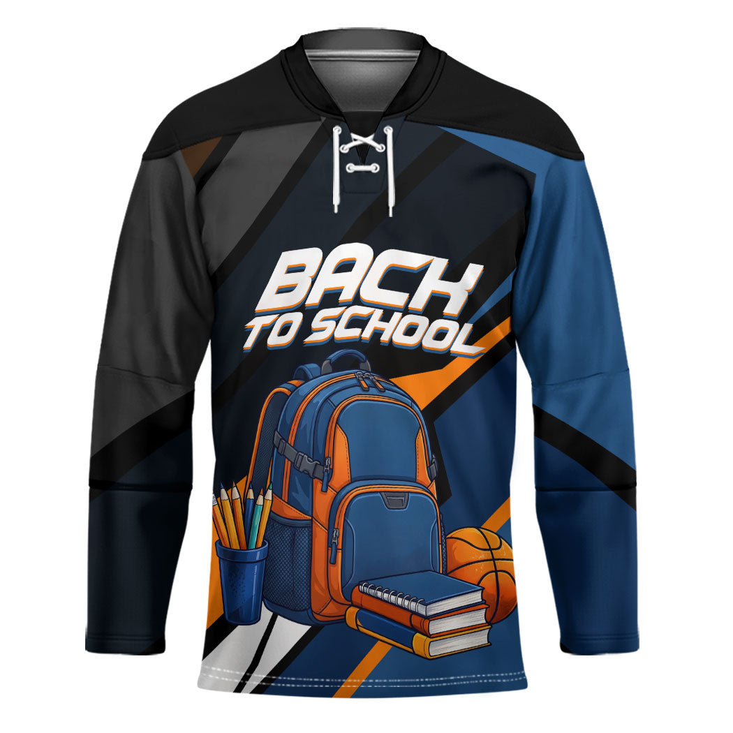 Personalized Back To School Hockey Jersey Student Backpack Basketball Geometric Stripes