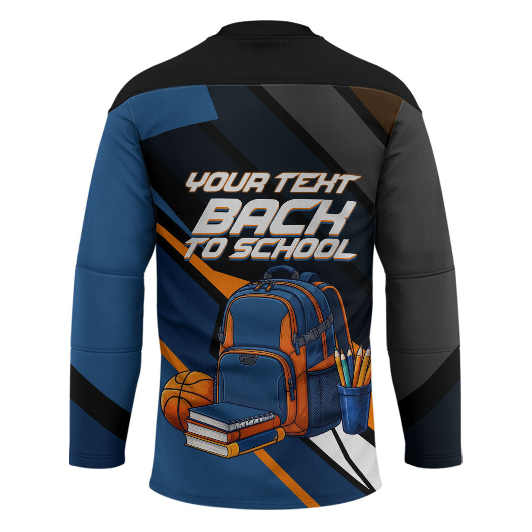 Personalized Back To School Hockey Jersey Student Backpack Basketball Geometric Stripes