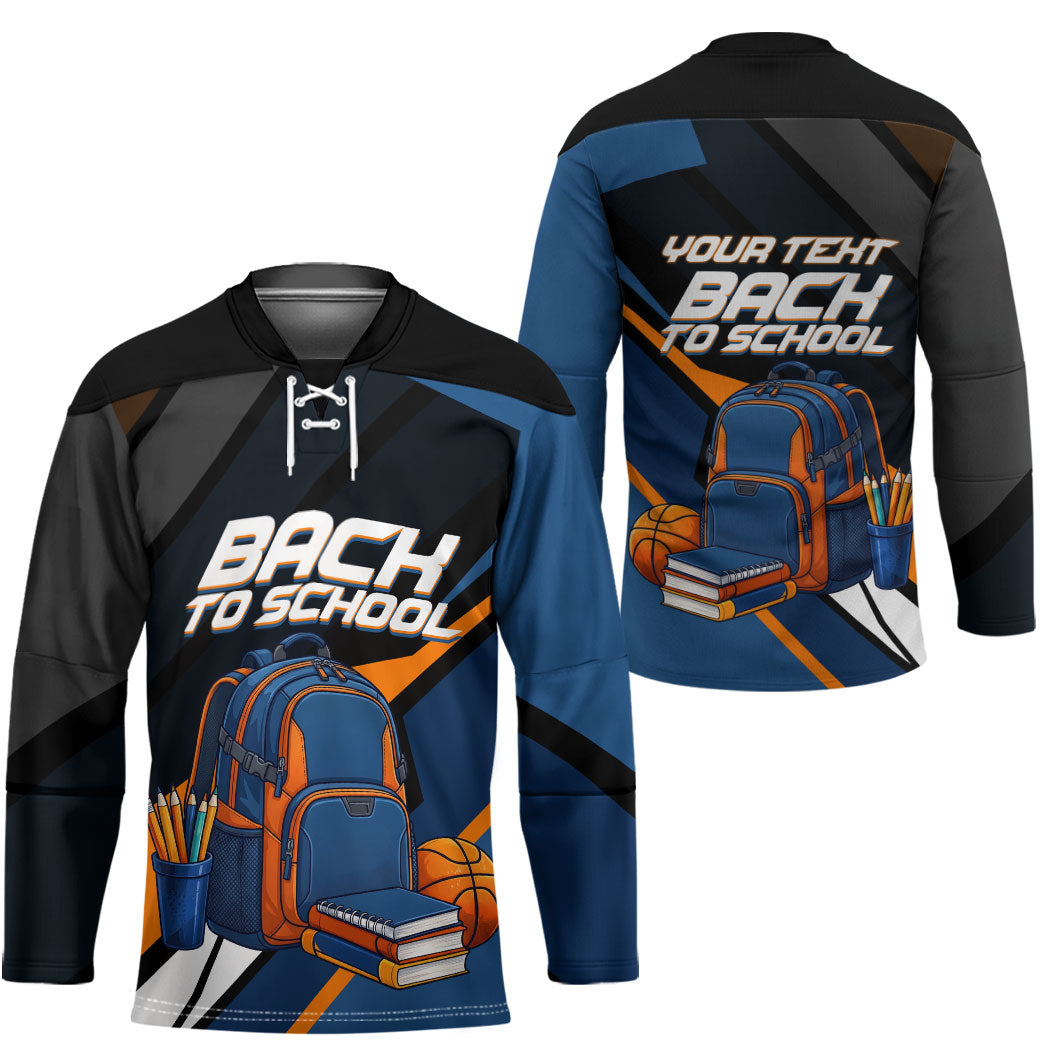 Personalized Back To School Hockey Jersey Student Backpack Basketball Geometric Stripes