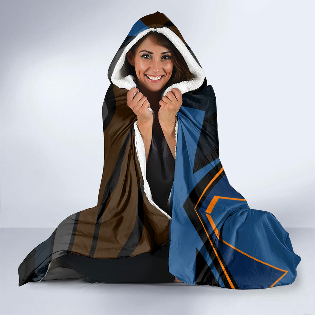 Personalized Back To School Hooded Blanket Student Backpack Basketball Geometric Stripes