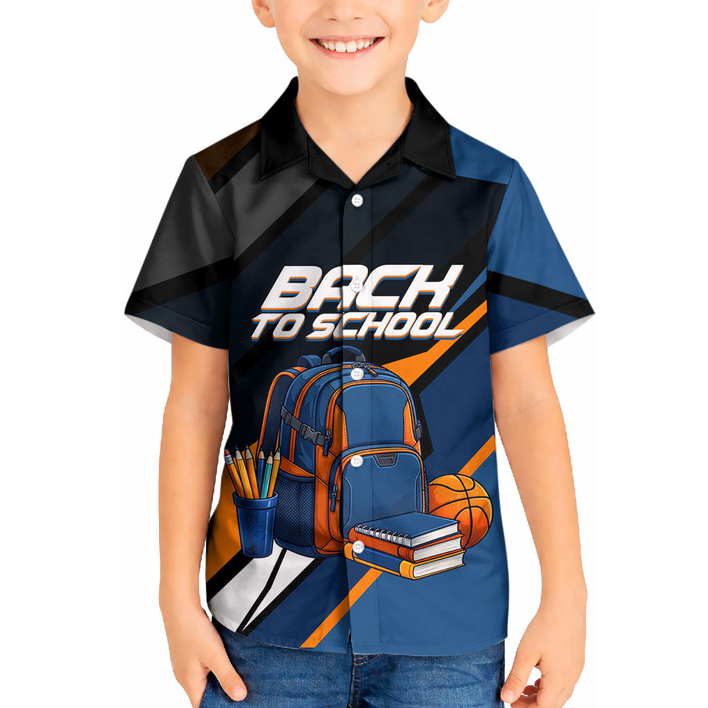 Personalized Back To School Kid Hawaiian Shirt Student Backpack Basketball Geometric Stripes