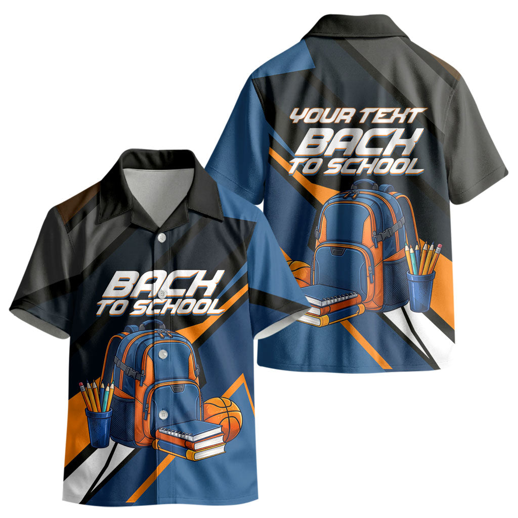 Personalized Back To School Kid Hawaiian Shirt Student Backpack Basketball Geometric Stripes