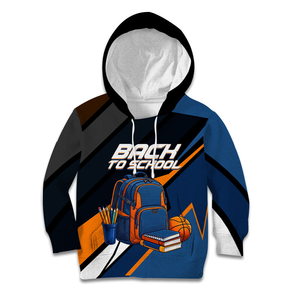 Personalized Back To School Kid Hoodie Student Backpack Basketball Geometric Stripes