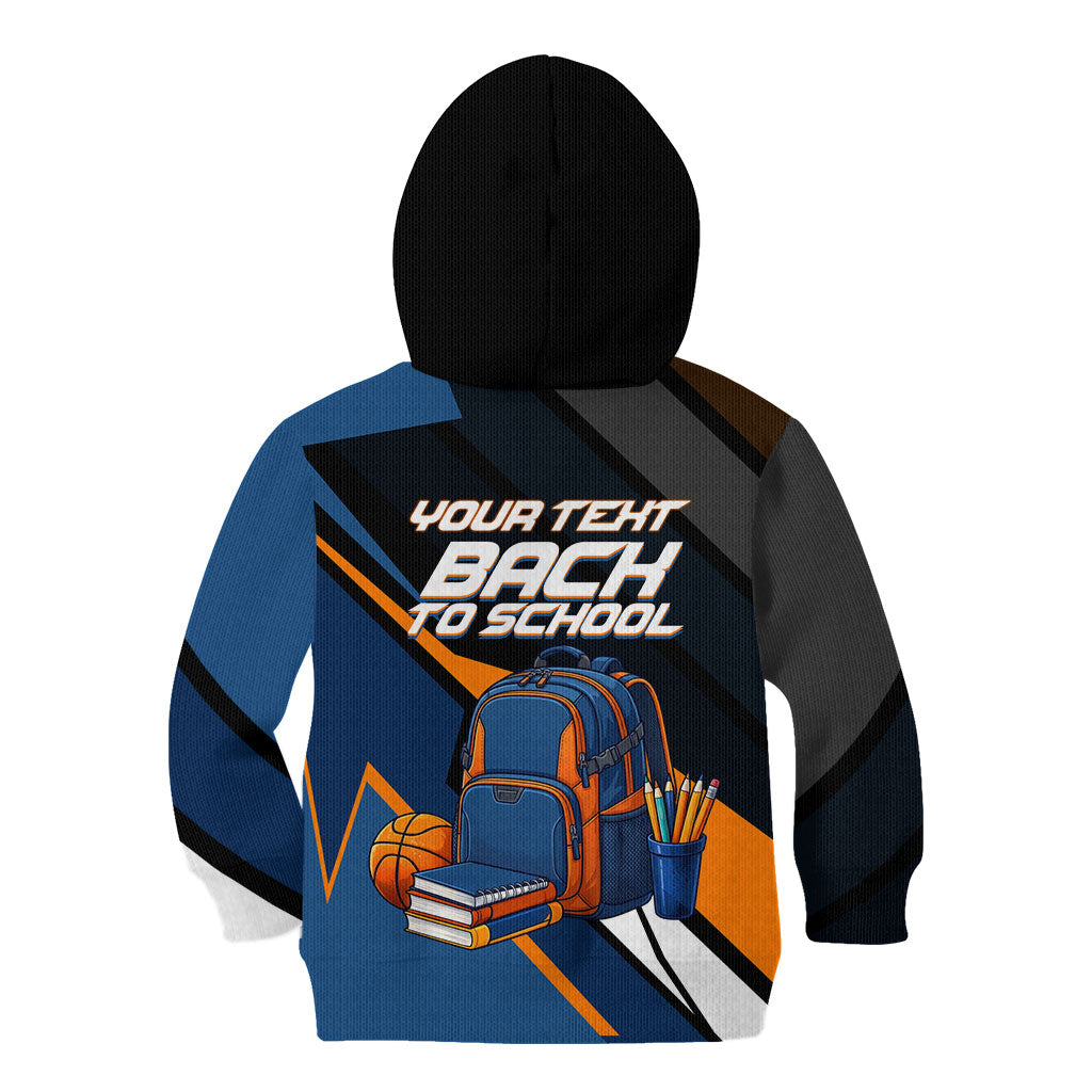 Personalized Back To School Kid Hoodie Student Backpack Basketball Geometric Stripes