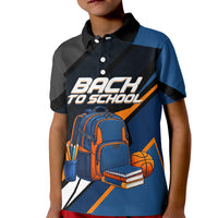 Personalized Back To School Kid Polo Shirt Student Backpack Basketball Geometric Stripes