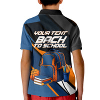 Personalized Back To School Kid Polo Shirt Student Backpack Basketball Geometric Stripes