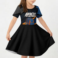 Personalized Back To School Kid Short Sleeve Dress Student Backpack Basketball Geometric Stripes