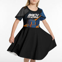 Personalized Back To School Kid Short Sleeve Dress Student Backpack Basketball Geometric Stripes