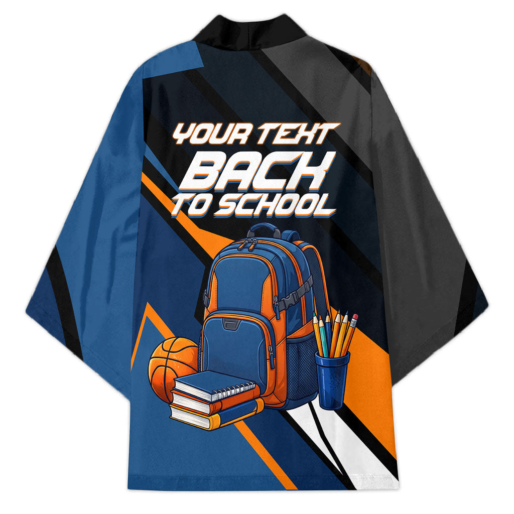 Personalized Back To School Kimono Student Backpack Basketball Geometric Stripes