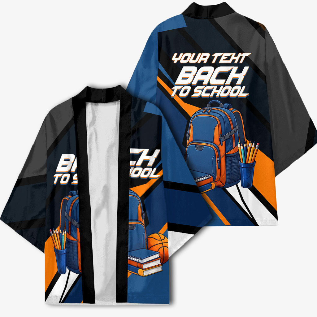 Personalized Back To School Kimono Student Backpack Basketball Geometric Stripes