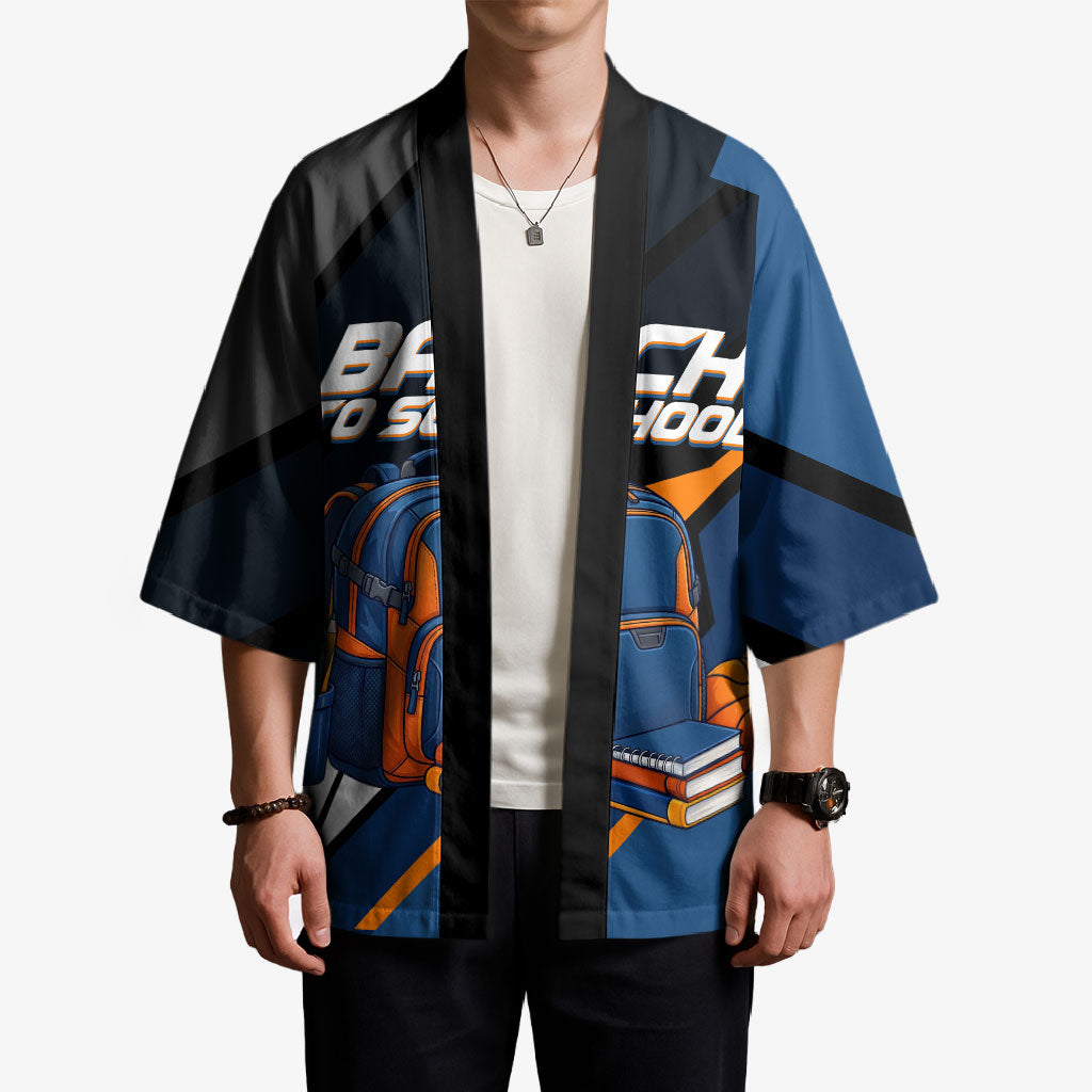 Personalized Back To School Kimono Student Backpack Basketball Geometric Stripes