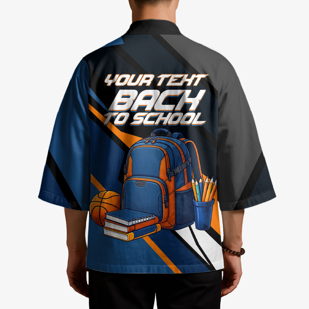 Personalized Back To School Kimono Student Backpack Basketball Geometric Stripes