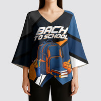 Personalized Back To School Kimono Sleeve Blouse Student Backpack Basketball Geometric Stripes