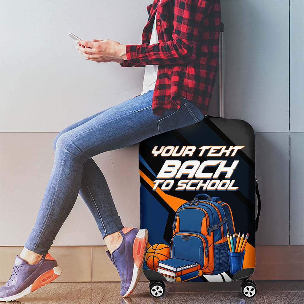 Personalized Back To School Luggage Cover Student Backpack Basketball Geometric Stripes
