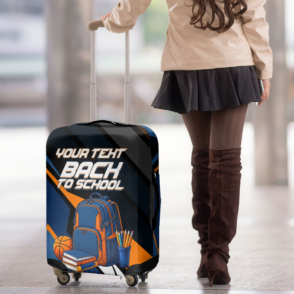 Personalized Back To School Luggage Cover Student Backpack Basketball Geometric Stripes