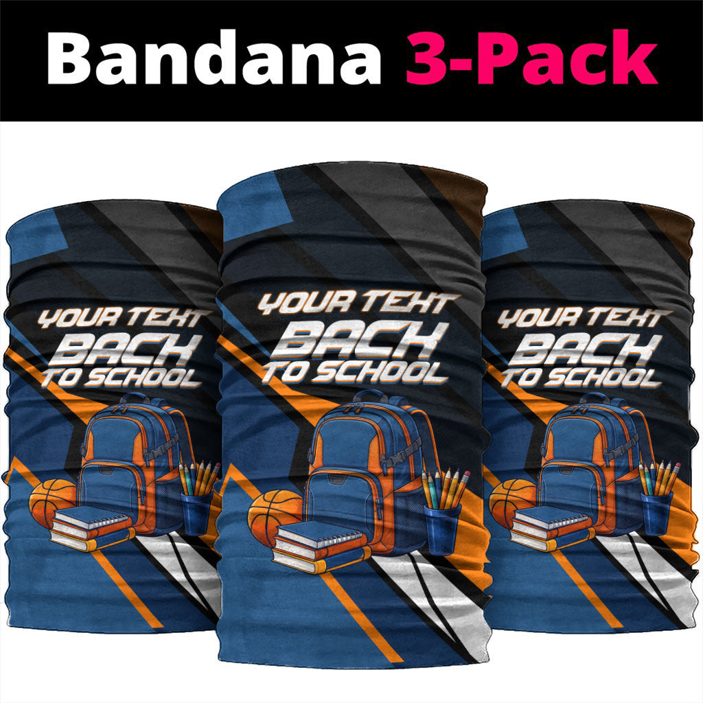 Personalized Back To School Neck Gaiter Student Backpack Basketball Geometric Stripes