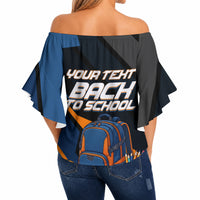 Personalized Back To School Off Shoulder Wrap Waist Top Student Backpack Basketball Geometric Stripes