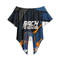 Personalized Back To School Off Shoulder Wrap Waist Top Student Backpack Basketball Geometric Stripes