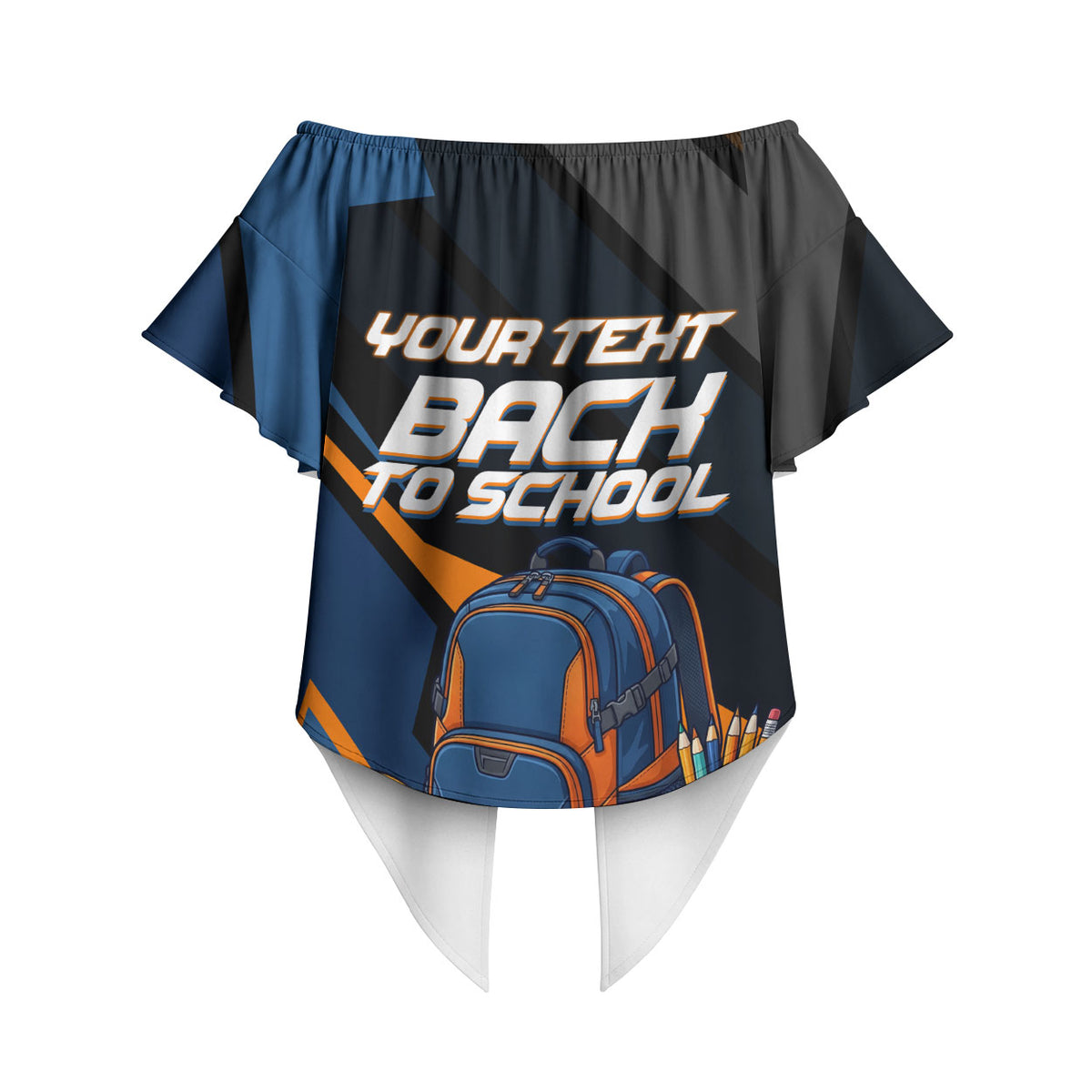 Personalized Back To School Off Shoulder Wrap Waist Top Student Backpack Basketball Geometric Stripes
