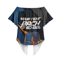 Personalized Back To School Off Shoulder Wrap Waist Top Student Backpack Basketball Geometric Stripes