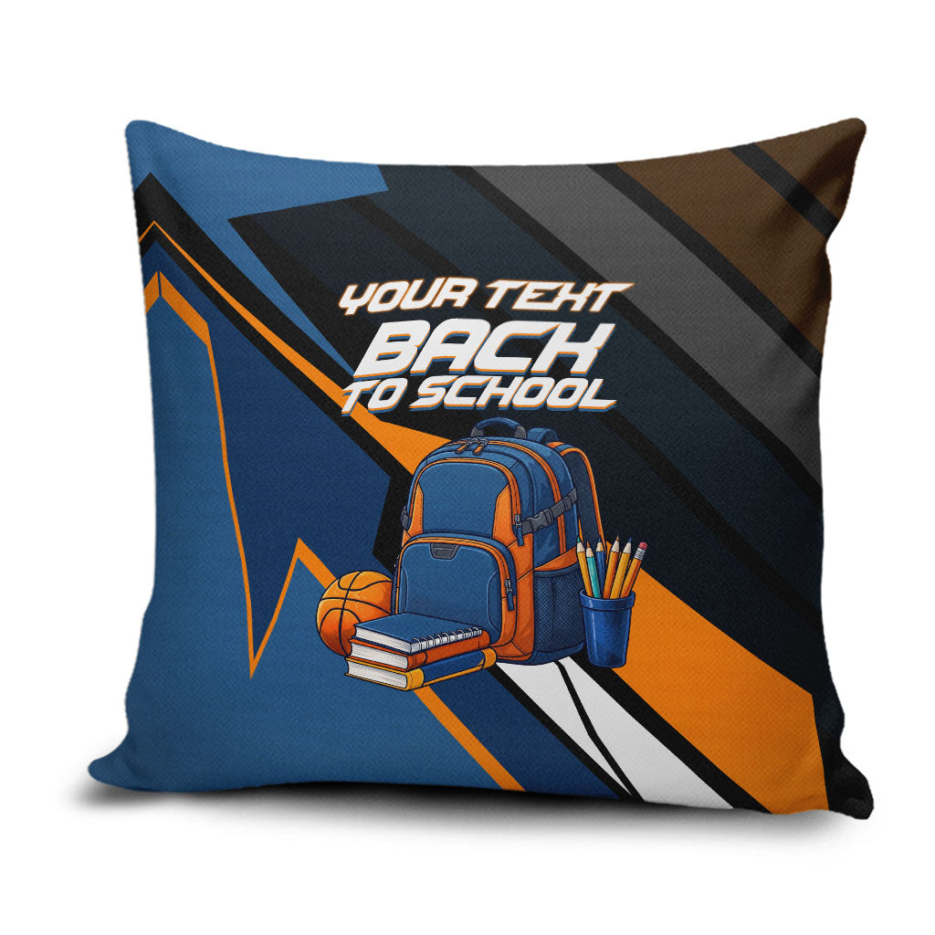 Personalized Back To School Pillow Cover Student Backpack Basketball Geometric Stripes