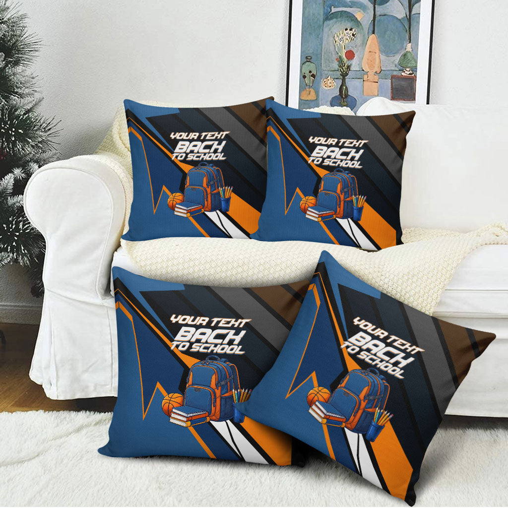 Personalized Back To School Pillow Cover Student Backpack Basketball Geometric Stripes