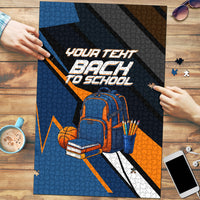 Personalized Back To School Puzzle Student Backpack Basketball Geometric Stripes