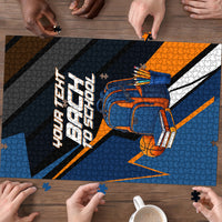 Personalized Back To School Puzzle Student Backpack Basketball Geometric Stripes