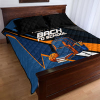 Personalized Back To School Quilt Bed Set Student Backpack Basketball Geometric Stripes