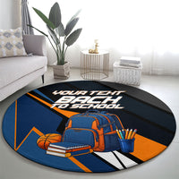 Personalized Back To School Round Carpet Student Backpack Basketball Geometric Stripes