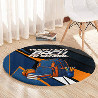 Personalized Back To School Round Carpet Student Backpack Basketball Geometric Stripes