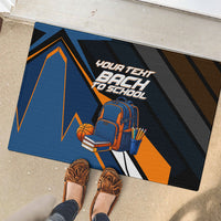Personalized Back To School Rubber Doormat Student Backpack Basketball Geometric Stripes