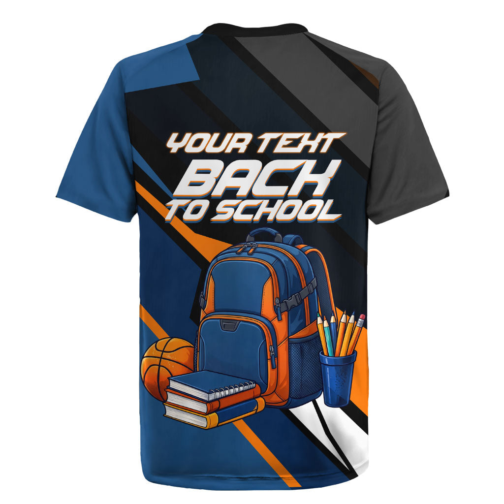 Personalized Back To School Rugby Jersey Student Backpack Basketball Geometric Stripes