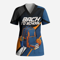Personalized Back To School Scrub Top Student Backpack Basketball Geometric Stripes