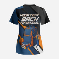 Personalized Back To School Scrub Top Student Backpack Basketball Geometric Stripes