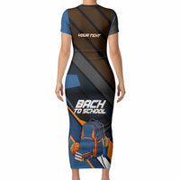 Personalized Back To School Short Sleeve Bodycon Dress Student Backpack Basketball Geometric Stripes