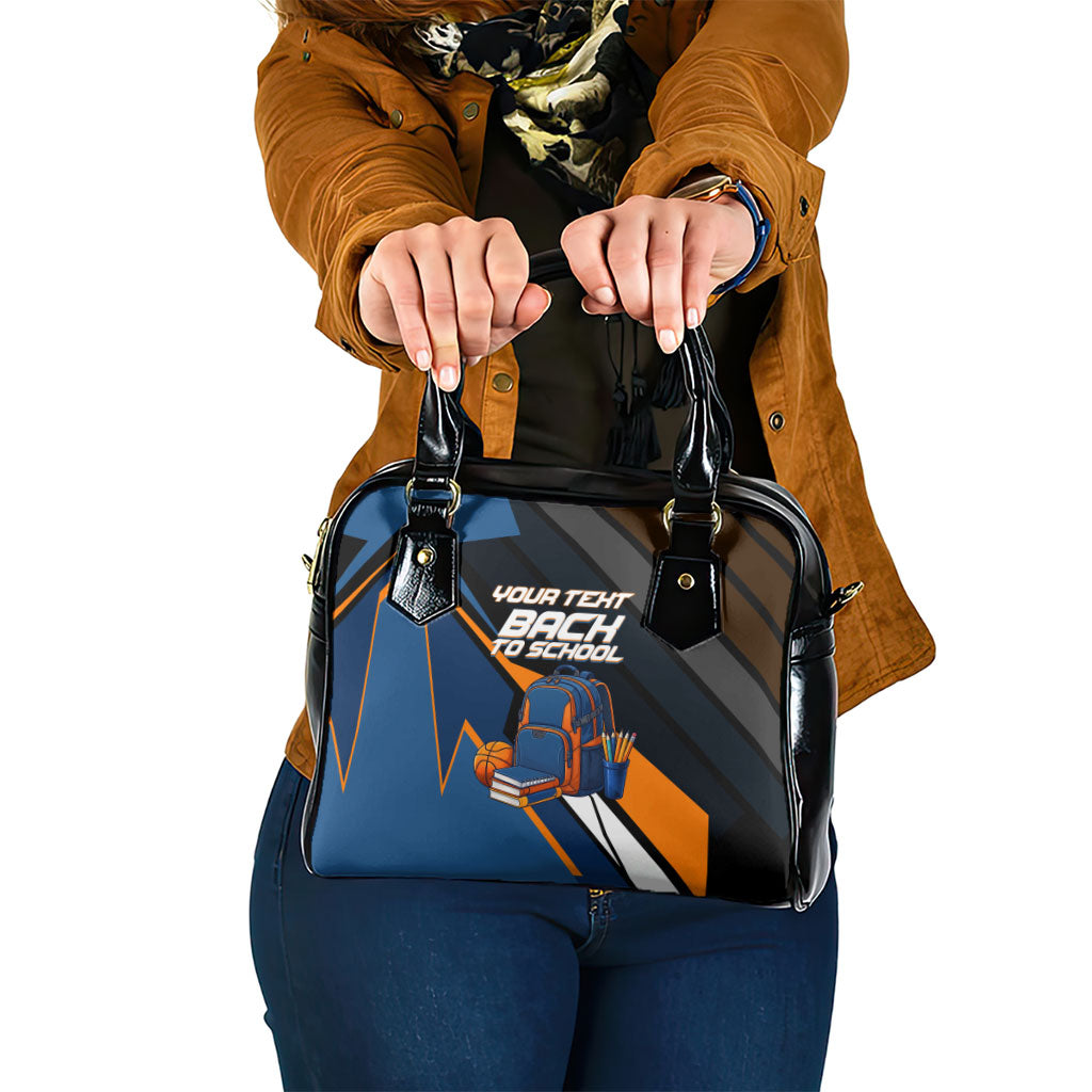 Personalized Back To School Shoulder Handbag Student Backpack Basketball Geometric Stripes