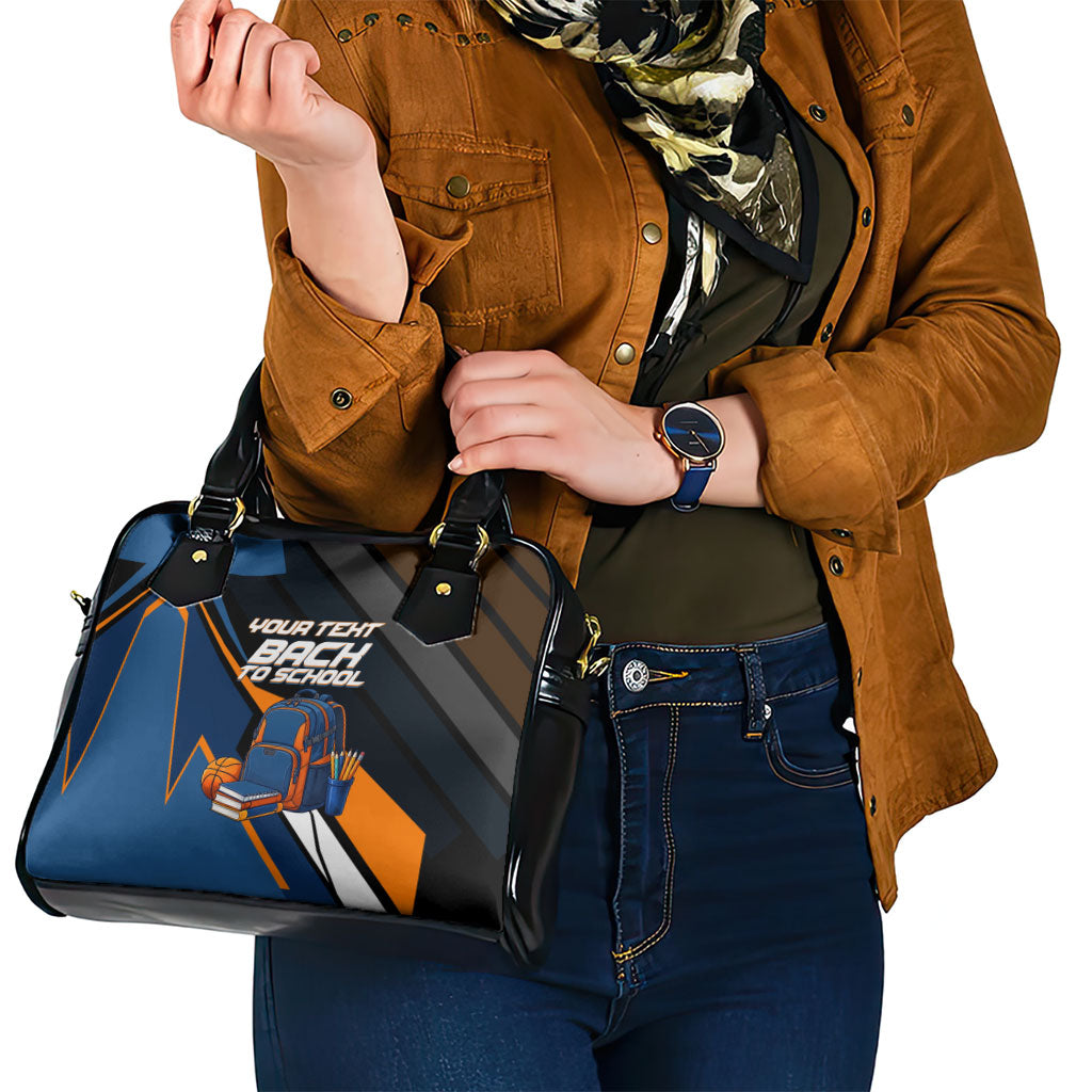 Personalized Back To School Shoulder Handbag Student Backpack Basketball Geometric Stripes