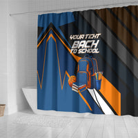 Personalized Back To School Shower Curtain Student Backpack Basketball Geometric Stripes