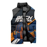 Personalized Back To School Sleeveless Puffer Jacket Student Backpack Basketball Geometric Stripes