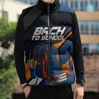 Personalized Back To School Sleeveless Puffer Jacket Student Backpack Basketball Geometric Stripes