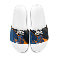 Personalized Back To School Slide Sandals Student Backpack Basketball Geometric Stripes