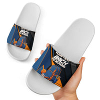 Personalized Back To School Slide Sandals Student Backpack Basketball Geometric Stripes