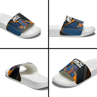 Personalized Back To School Slide Sandals Student Backpack Basketball Geometric Stripes